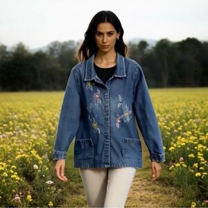 Vintage “East West” country core embroidered shirt jacket.